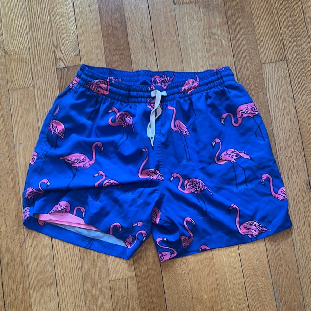 Chubbies purple/blue and Pink Flamingo Swim Trunks large